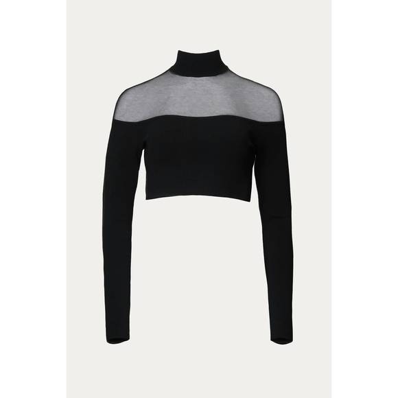 NEW ZEYNEP ARCAY sheer crop knit top in black - Picture 2 of 6